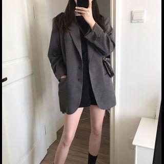 Padded Shoulder Two Button Blazer