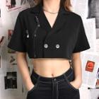 Short-sleeve Cropped Double-breasted Blazer