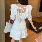 Square Collar Lace Short-sleeved Dress