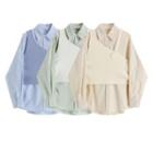 Asymmetric Knit Vest / Plain Long-sleeve Shirt