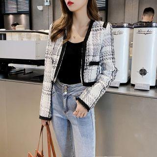 Contrasted Open-front Light Cardigan