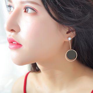 Rhinestone & Disc Dangle Earring 460 - Stud Earring - One Size
