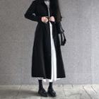 Long-sleeve A-line Midi Dress Black - One Size