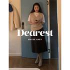 Accordion-pleat Wool Blend Long Wrap Skirt