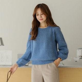 Tie-back Wool Blend Fluffy Sweater