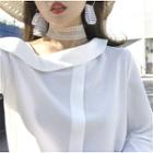 Plain Loose-fit Bell-sleeve Top