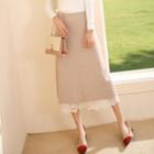 Lace Panel Knit Midi Skirt