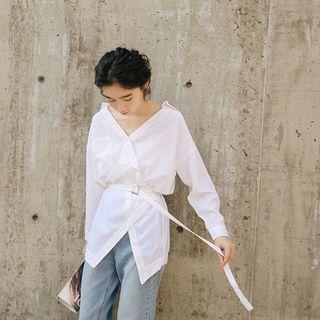 V-neck Blouse With Belt