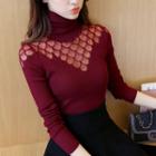 Lace Panel High Neck Sweater