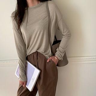 Wool Blend Soft-touch T-shirt Beige - One Size