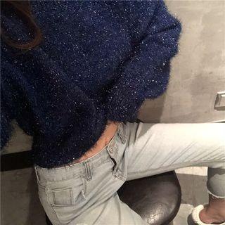 Glittered Sweater Sapphire Blue - One Size