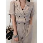 Notched-lapel Double-breasted Jumpsuit
