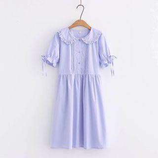 Ruffled Collar Short-sleeve Dress