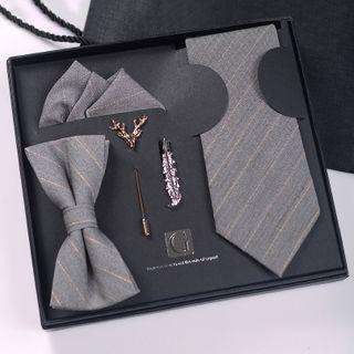 Set: Neck Tie + Bow Tie + Lapel Pin + Tie Clip + Pocket Square