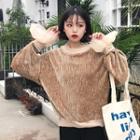 Mesh Cuff Velvet Pullover