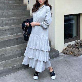 Hooded Long Layered Dress