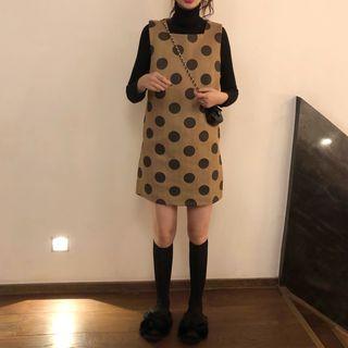 Polka Dot Dress / Turtle Neck Inner Top