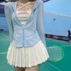 Zip-up Hoodie / Crisscross Camisole Top