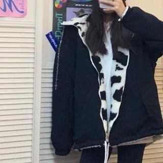 Reversible Zip-up Jacket Black & Whtie - One Size