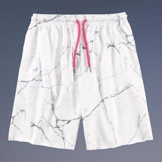 Marble Print Straight Cut Shorts