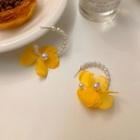 Petal Faux Pearl Open Hoop Earring 1 Pair - Yellow & White - One Size