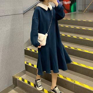 Long-sleeve Shearling Neck Mermaid Dress