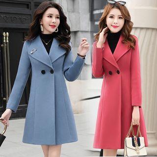 Collar Double-breasted Midi Coat
