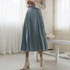Pastel-color Long Pleated Skirt