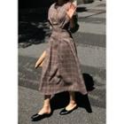 Pintuck-trim Checked A-lined Dress
