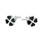 Fashio Simple Black Four-leafed Clover Cufflinks Silver - One Size