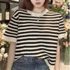 Short-sleeve Striped Knit Top / Sleeveless Knit Top