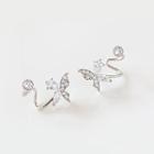 925 Sterling Silver Butterfly Stud Earring 1 Pair - Silver - One Size