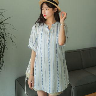 Half-placket Pattern Long Blouse