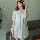 Half-placket Pattern Long Blouse