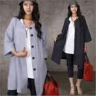 Round-neck 3/4-sleeve Linen Jacket