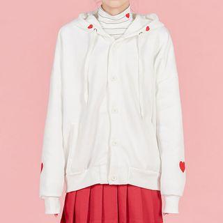 Heart-embroidered Hoodie