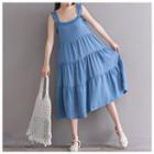 Frill Trim Tiered Midi Skirt