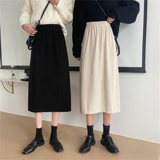 Elastic-waist Corduroy A-line Skirt