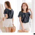 Tie-back Patterned Chiffon Top