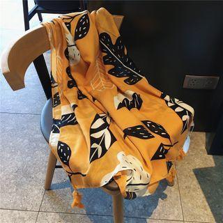 Leaf Print Shawl Leaves - Curcumin - One Size