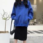 Letter Embroidered Hoodie / Midi Straight-fit Skirt