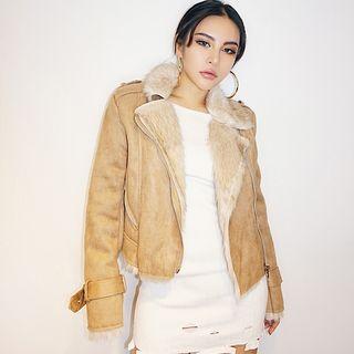 Faux-suede Furry-lined Jacket