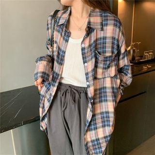 Long-sleeve Plaid Loose Fit Shirt