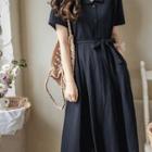 Reversible Tie-waist Lace Long Dress