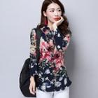 Long-sleeve Flower-print Shirt