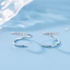 925 Sterling Silver Cz Mini Hoop Earring 1 Pair - E159 - Silver - One Size