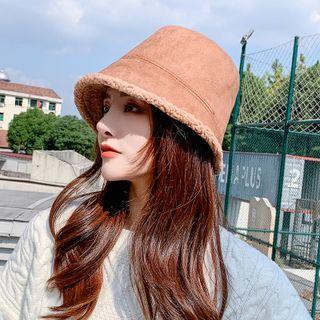 Faux Suede Shearling Bucket Hat