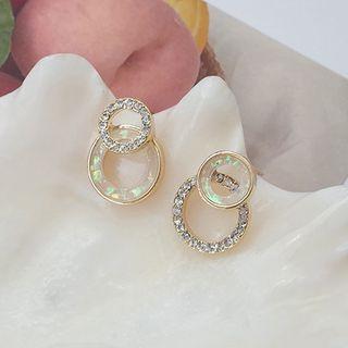 Rhinestone Hoop Dangle Earring 1 Pair - S925silver Earring - One Size