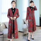 Set: Knit Long Coat + Sleeveless Midi Qipao Dress