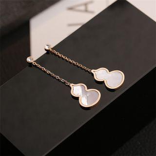 Gourd Shell Stainless Steel Dangle Earring 1 Pair - Rose Gold - One Size
